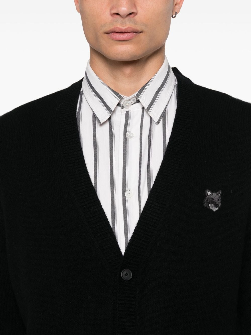 MAISON KITSUNÉ Fox Head Patch Wool Sweater - Black image 4