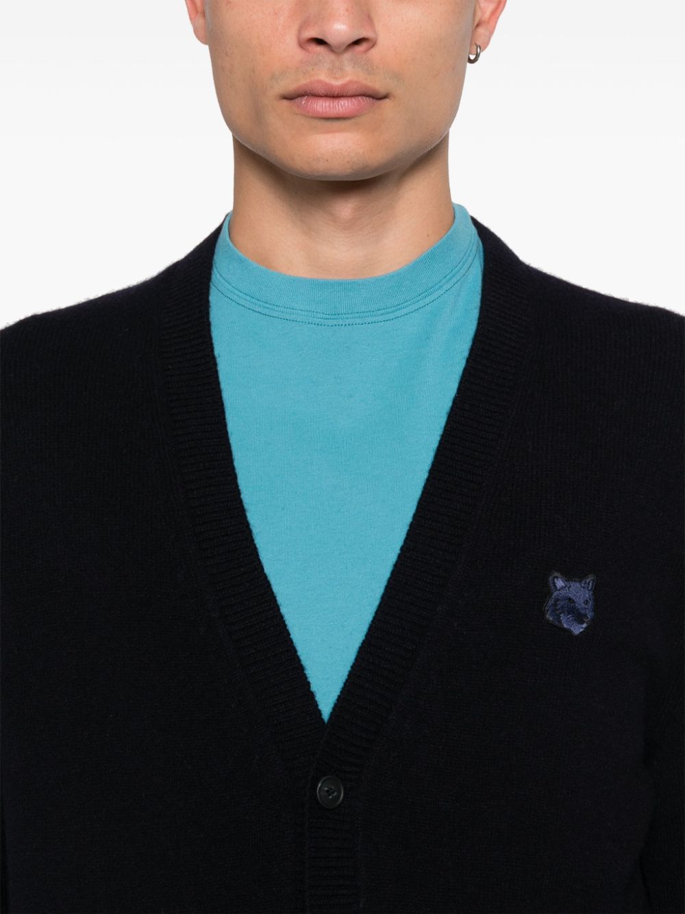 MAISON KITSUNE Fox Head Patch Wool Sweater - Blue image 3