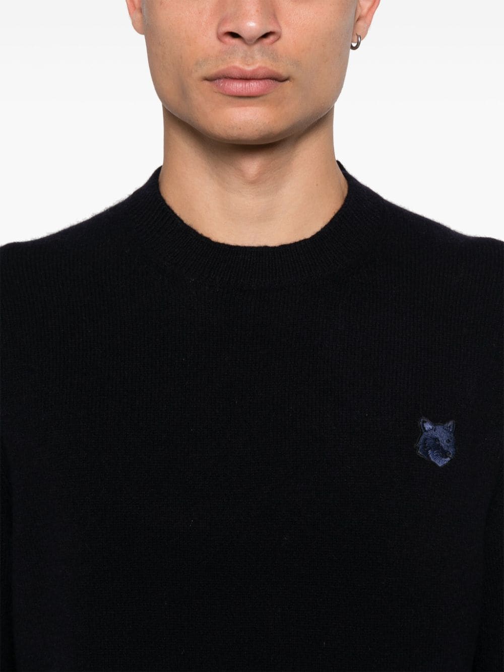 MAISON KITSUNÉ Fox Head Patch Wool Sweater - Blue image 3