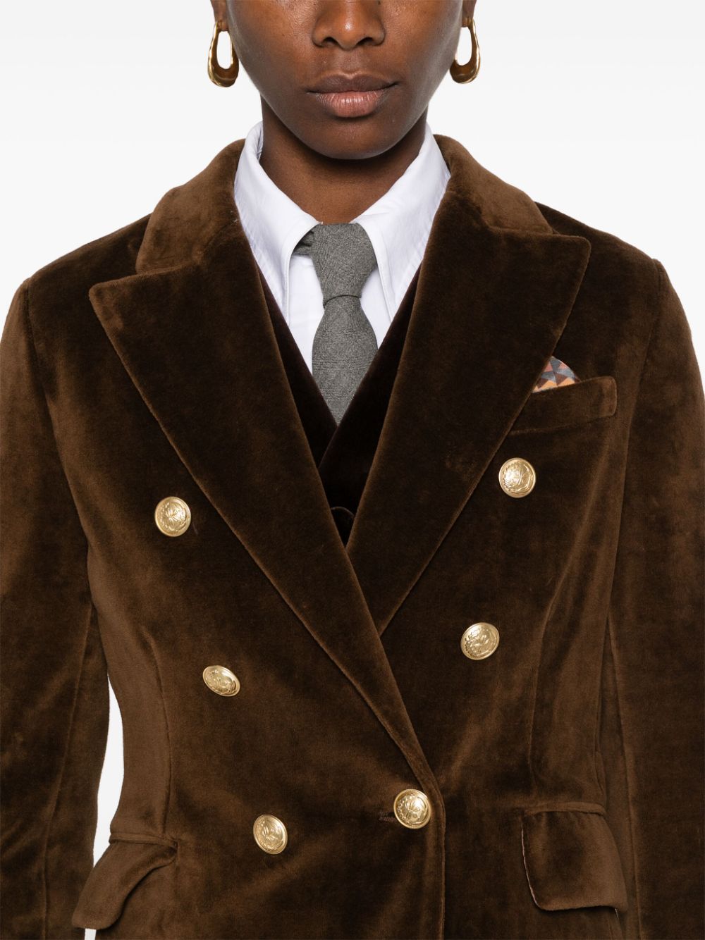 Circolo 1901 Brown Velour Double-Breasted Jacket image 2