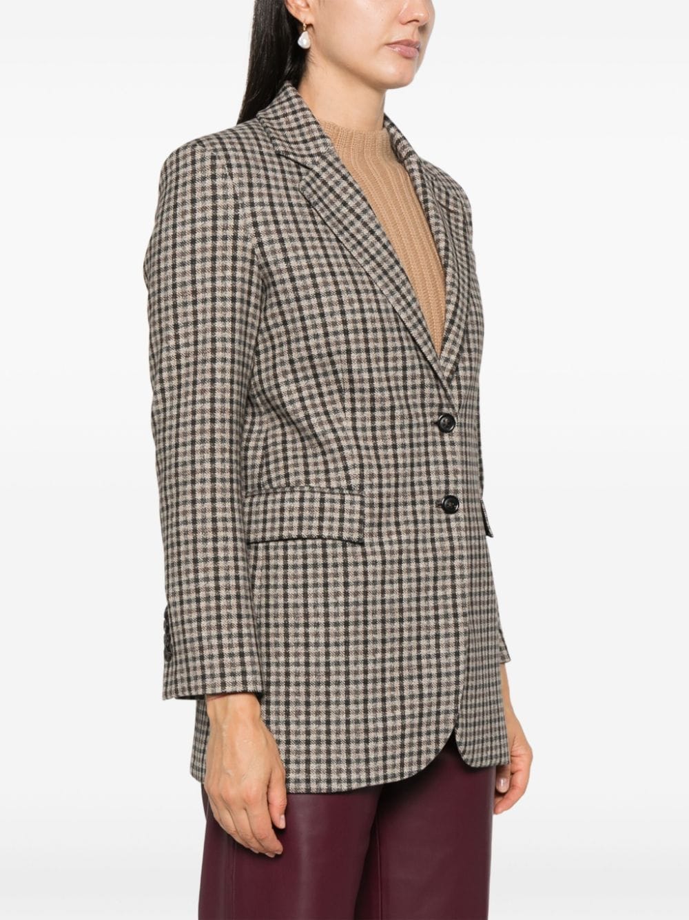 Circolo 1901 Brown Check Cotton Blend Jacket image 4