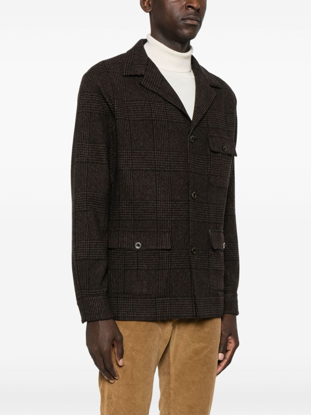 FINAMORE 1925 NAPOLI Brown Check Wool Blend Jacket image 1