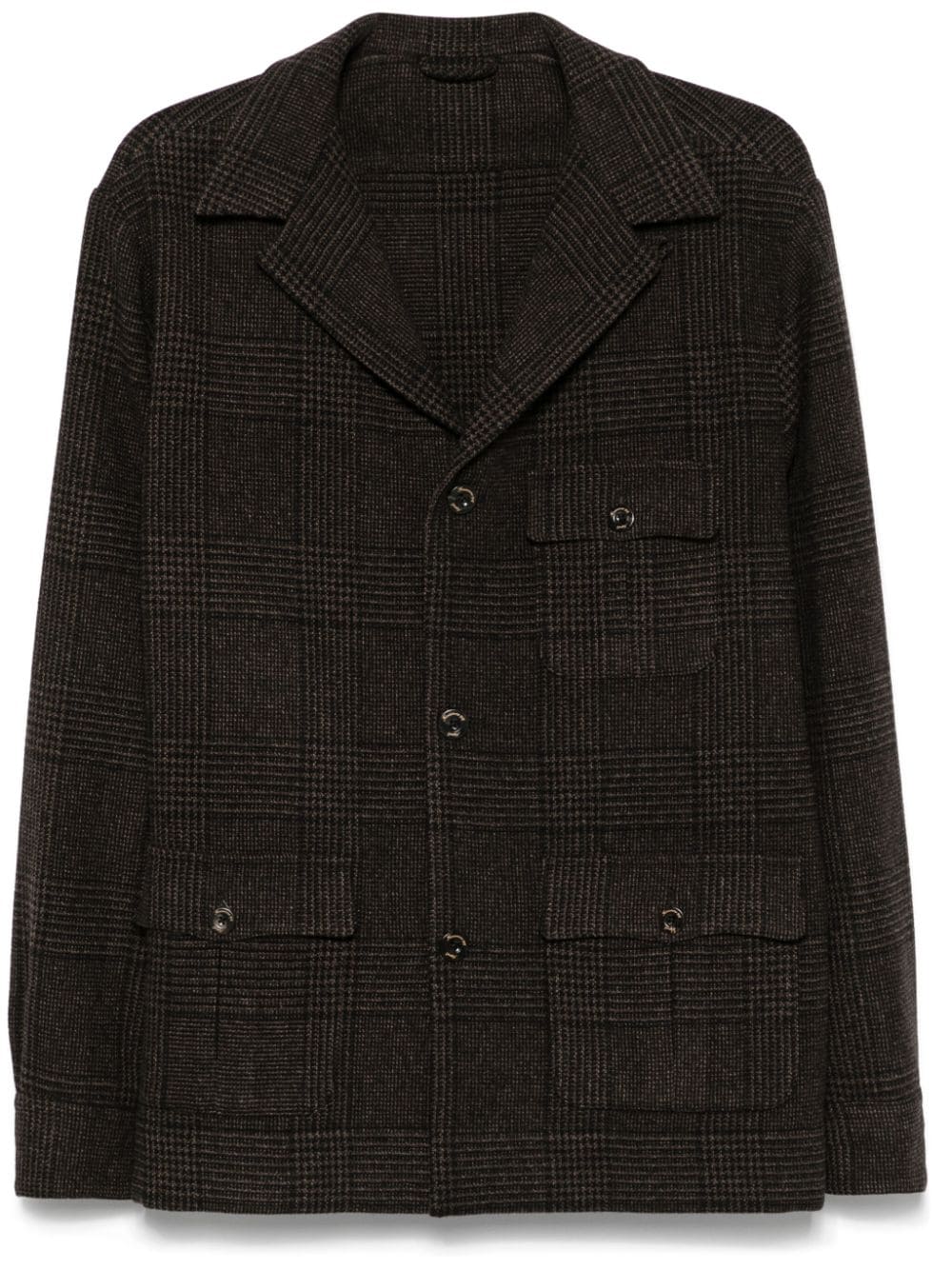 FINAMORE 1925 NAPOLI Brown Check Wool Blend Jacket image 0