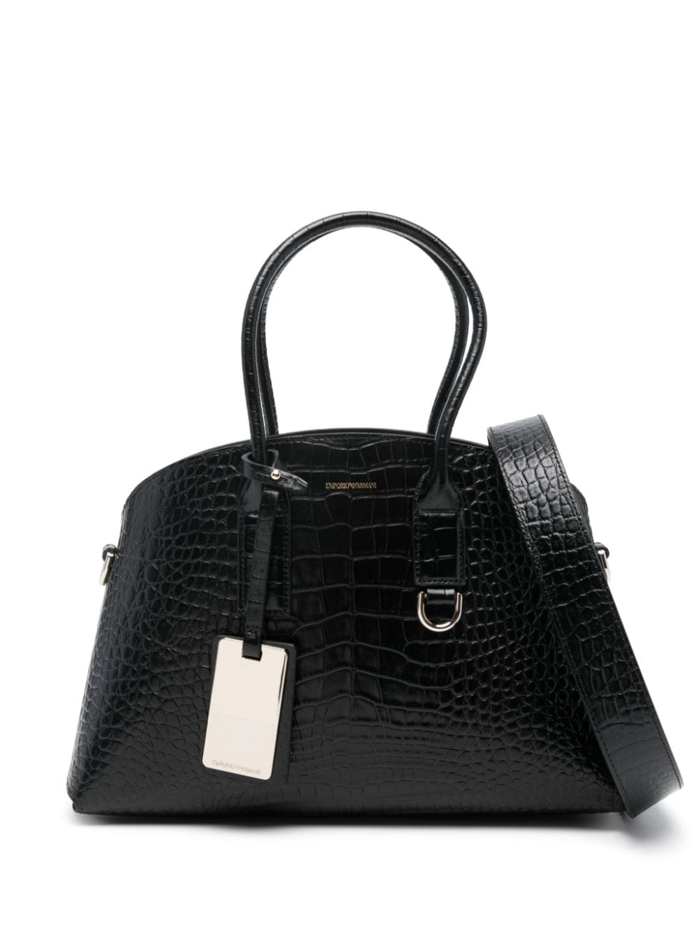 Emporio Armani Capsule Crocodile-Embossed Faux Leather Top Handle Bag image 0