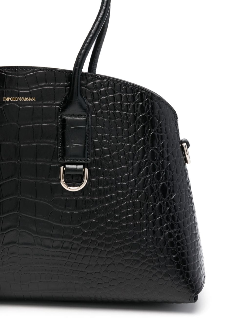 Emporio Armani Capsule Crocodile-Embossed Faux Leather Top Handle Bag image 3