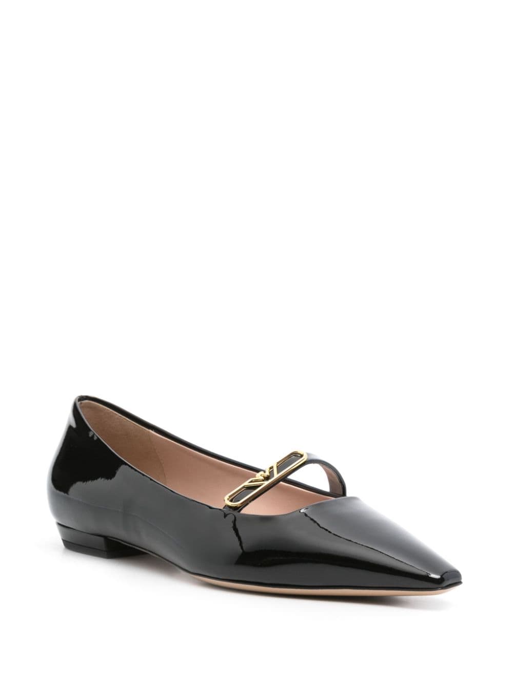 E'CLAT Black Patent Leather Pointed Toe Flat Shoes image 3