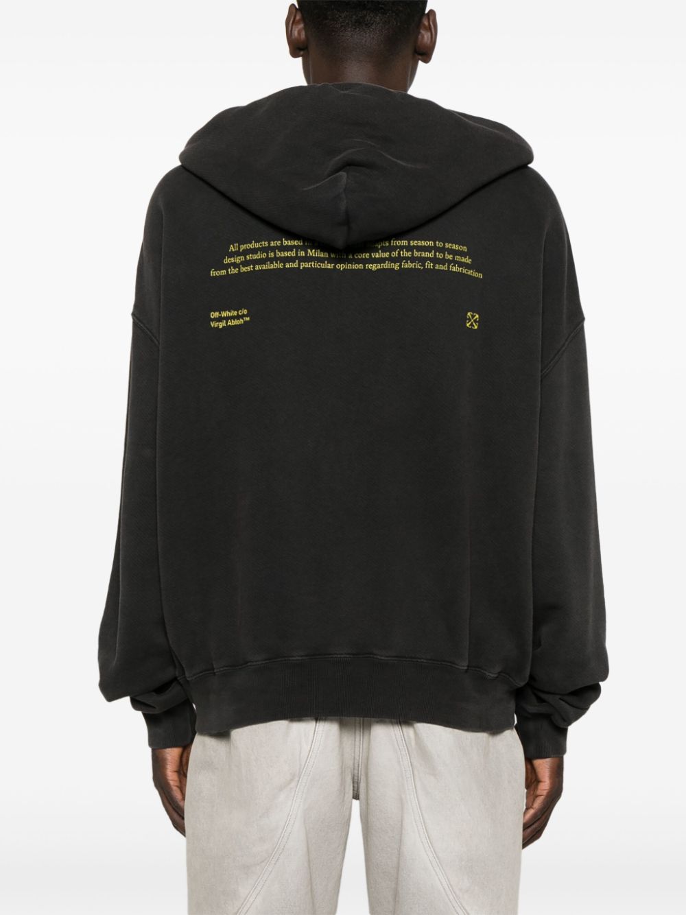 Off-White Black Cotton Drawstring Hoodie image 4