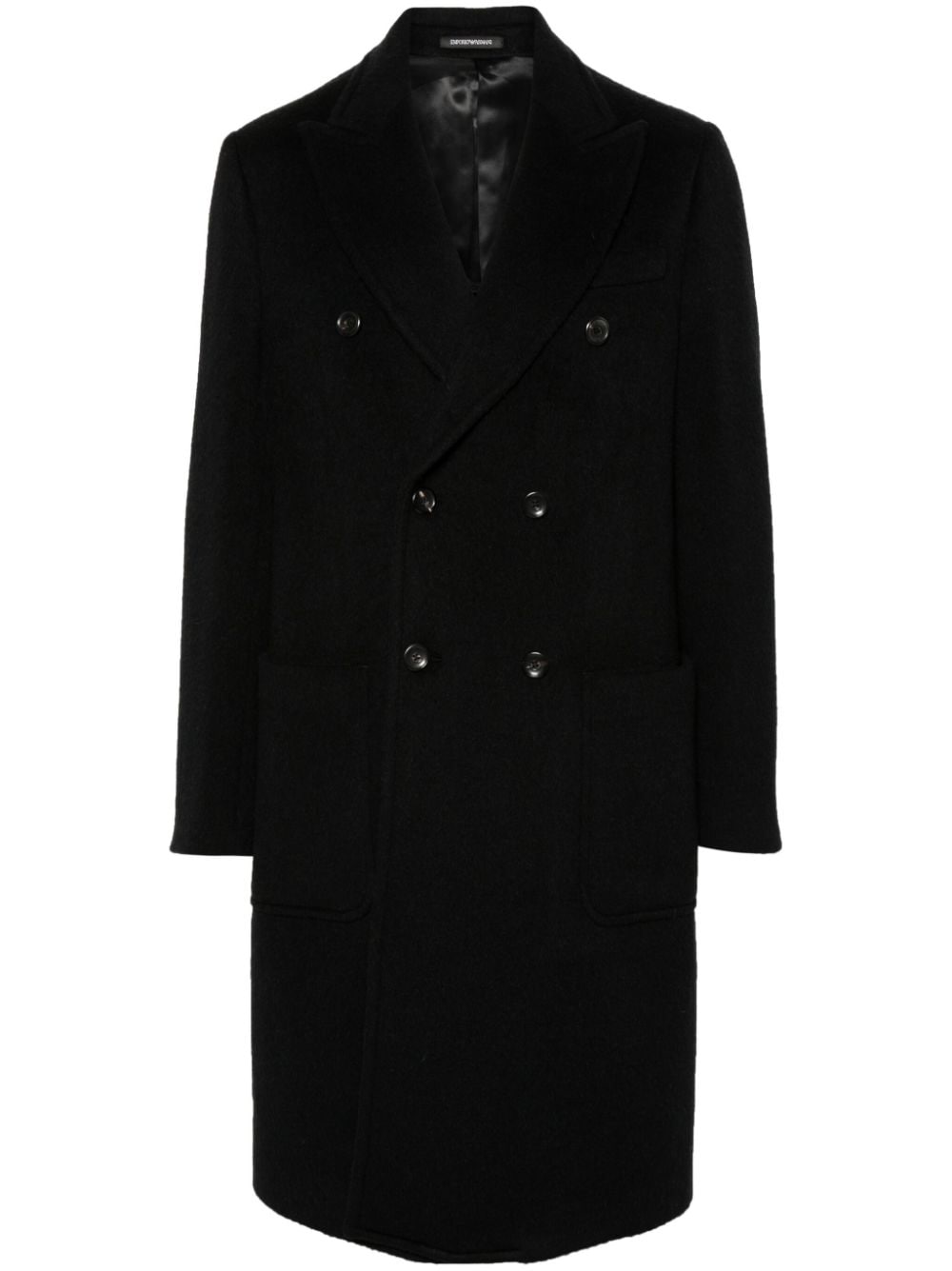 Emporio Armani Men's Black Wool Blend Double-Breasted Coat image 0