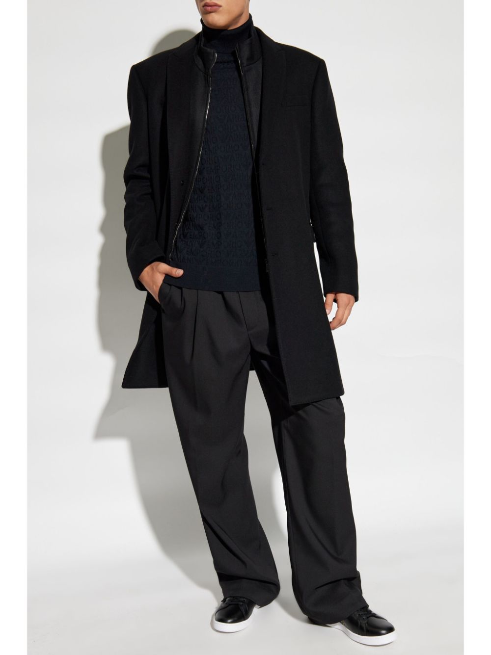 Emporio Armani Black Wool Blend Classic Coat image 4