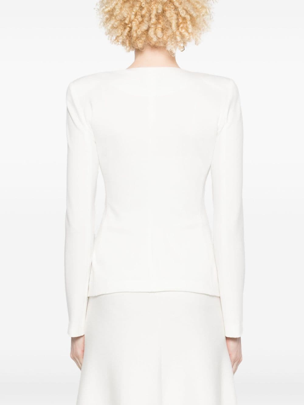 Emporio Armani White Jersey Jacket with Shoulder Pads image 1