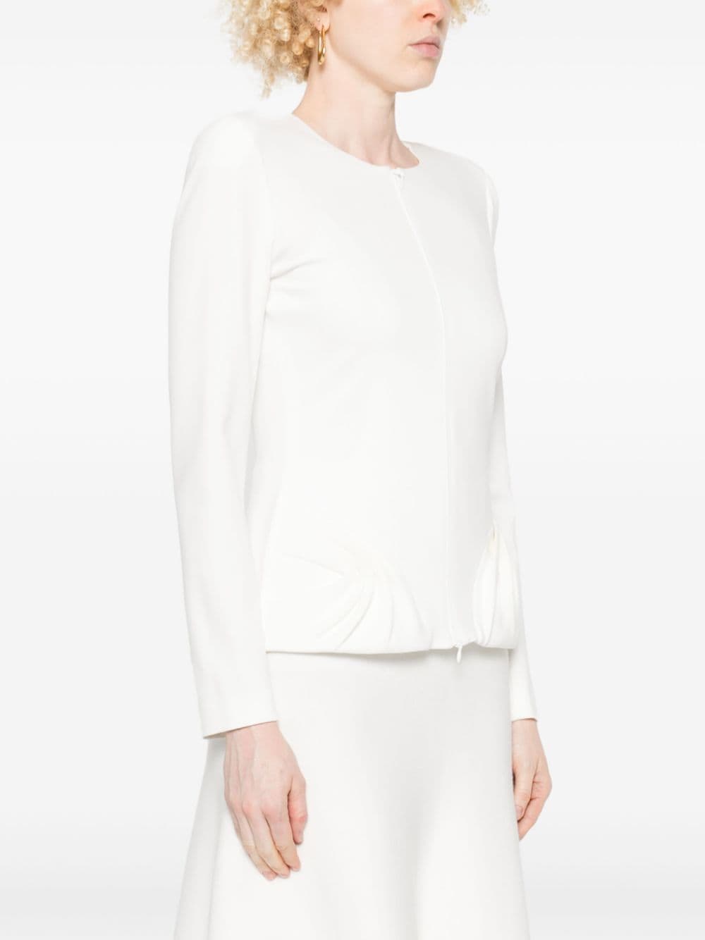 Emporio Armani White Jersey Jacket with Shoulder Pads image 2