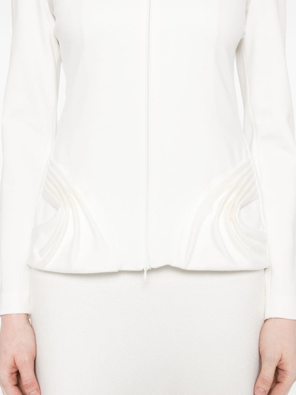 Emporio Armani White Jersey Jacket with Shoulder Pads image 4