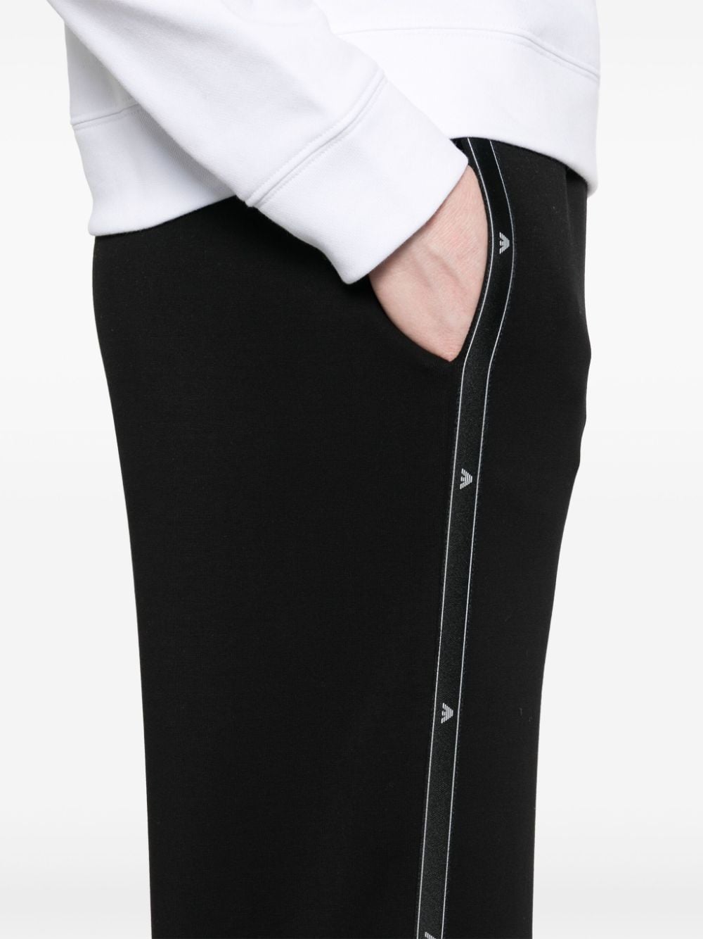 Emporio Armani Black Jersey Trousers with Logo Tape image 1