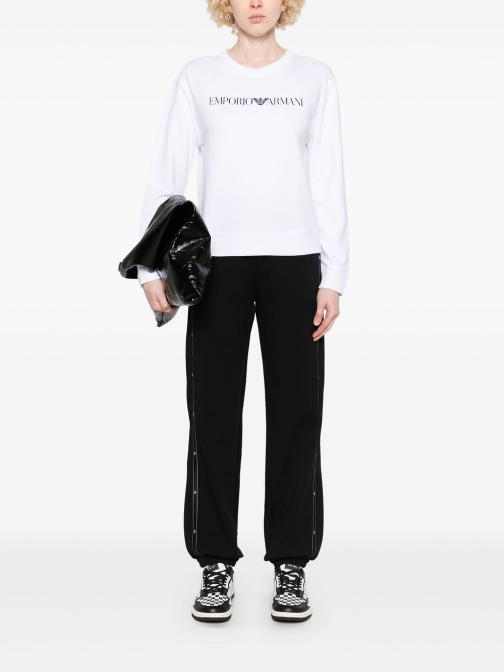 Emporio Armani Black Jersey Trousers with Logo Tape image 3