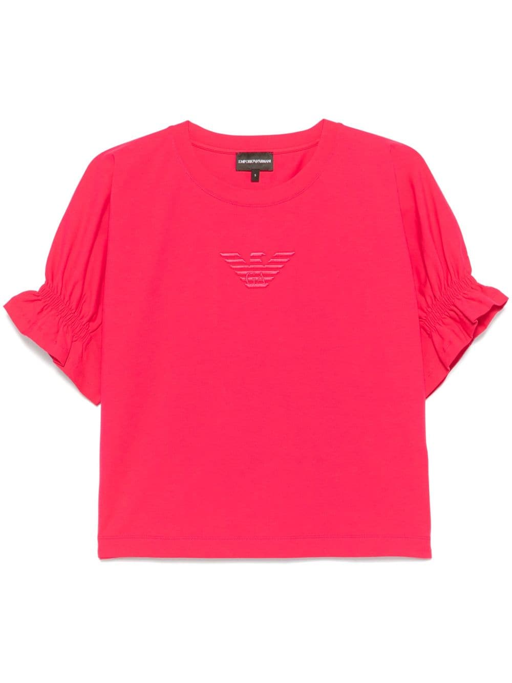 Emporio Armani Red Organic Cotton T-Shirt with Embroidered Logo image 0