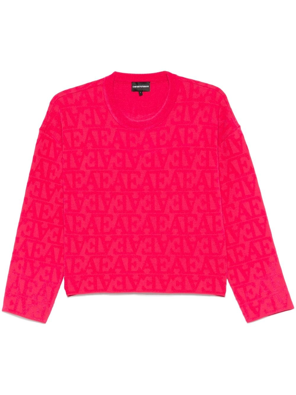 Emporio Armani Red Crew Neck Sweater with Flocked Logo image 0