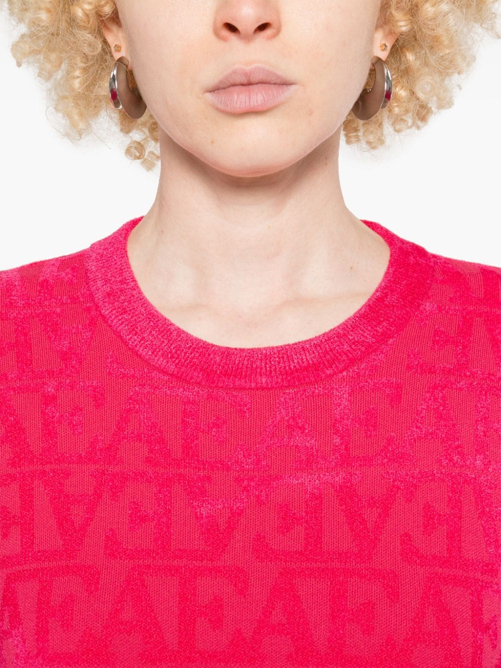 Emporio Armani Red Crew Neck Sweater with Flocked Logo image 2