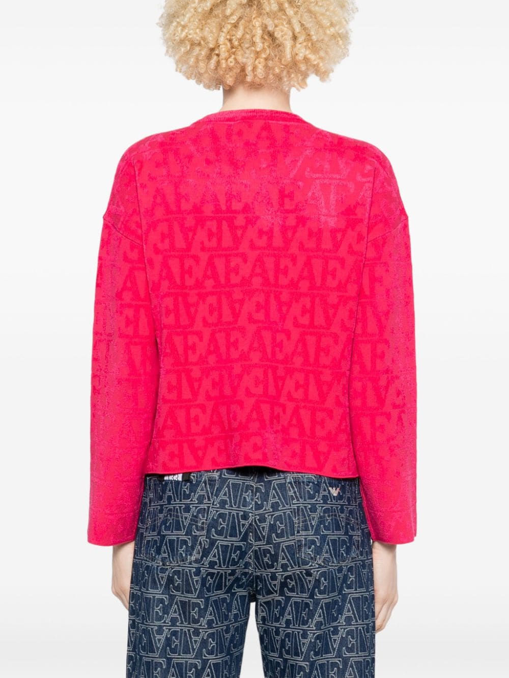 Emporio Armani Red Crew Neck Sweater with Flocked Logo image 4