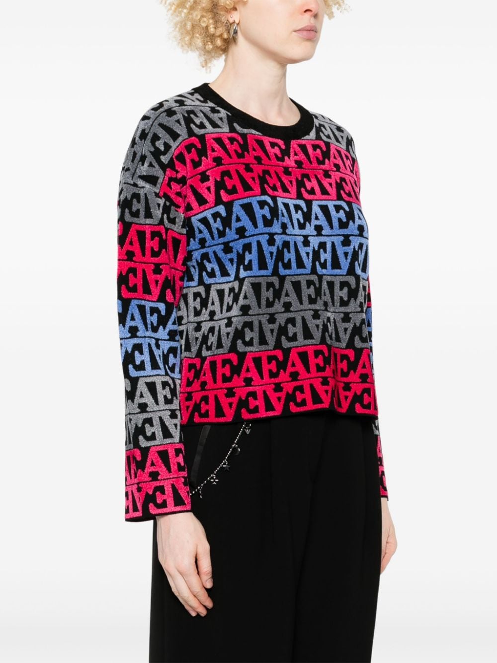 Emporio Armani Black Flocked Logo Sweater image 3