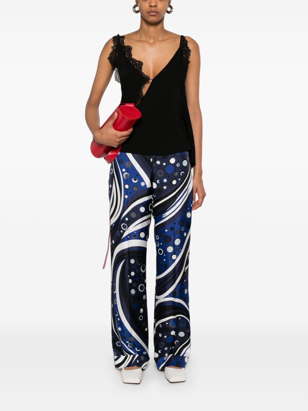 Pucci Fontane Print Silk Trousers - Blue image 2