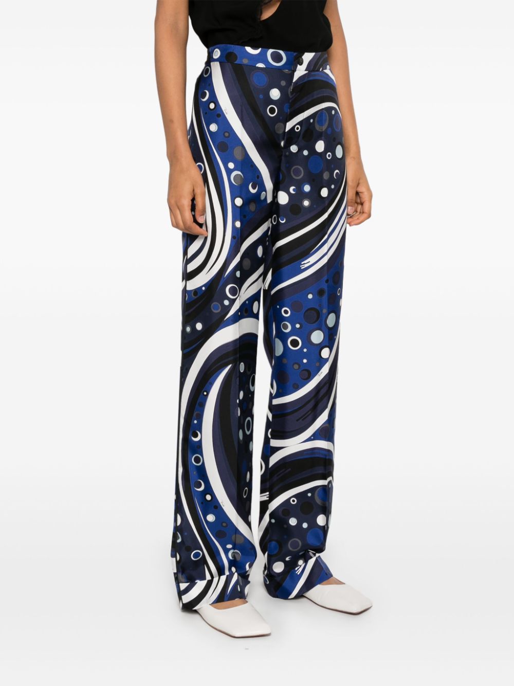 Pucci Fontane Print Silk Trousers - Blue image 3