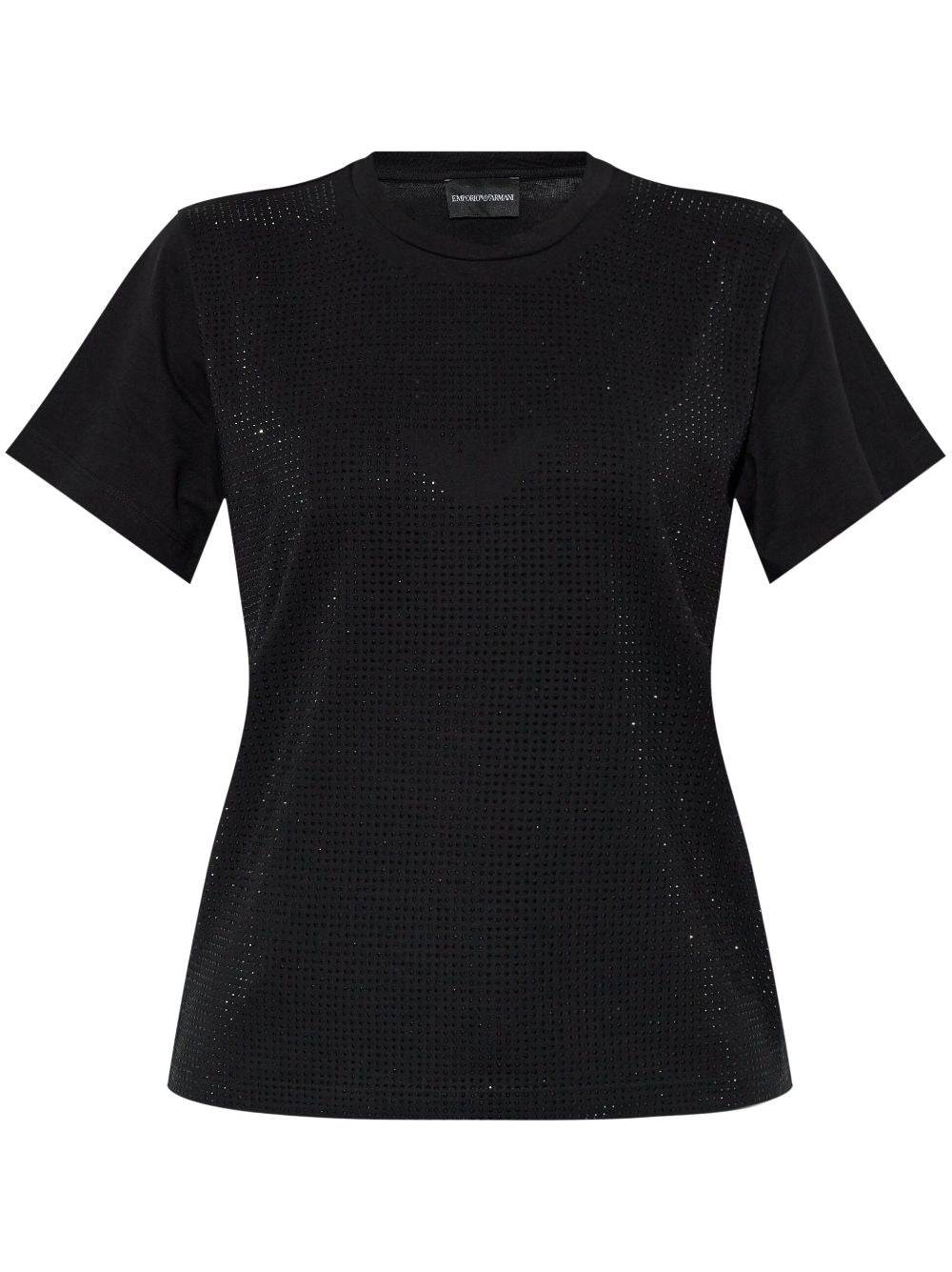 Emporio Armani Men's Black Cotton T-Shirt with Rhinestone Embellishment image 0