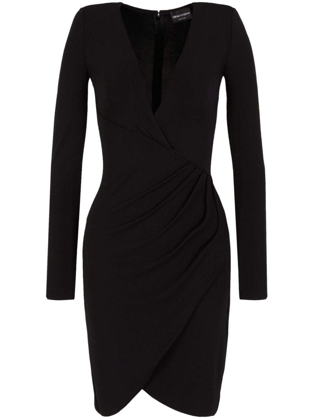 Emporio Armani Black Crepe Crossover V-Neck Dress image 0