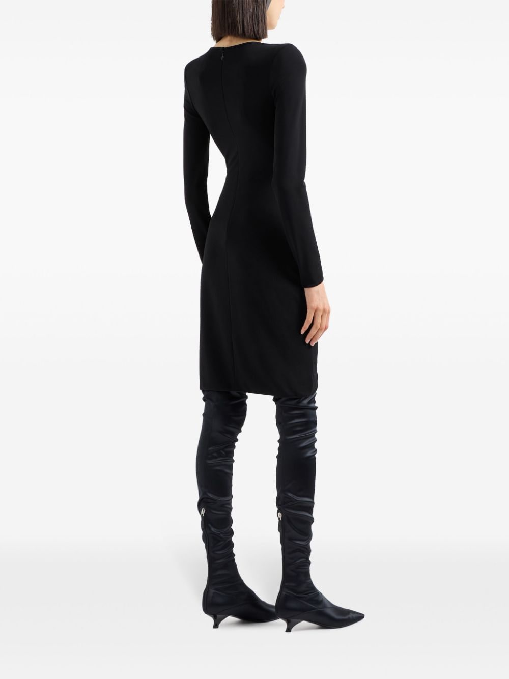 Emporio Armani Black Crepe Crossover V-Neck Dress image 4