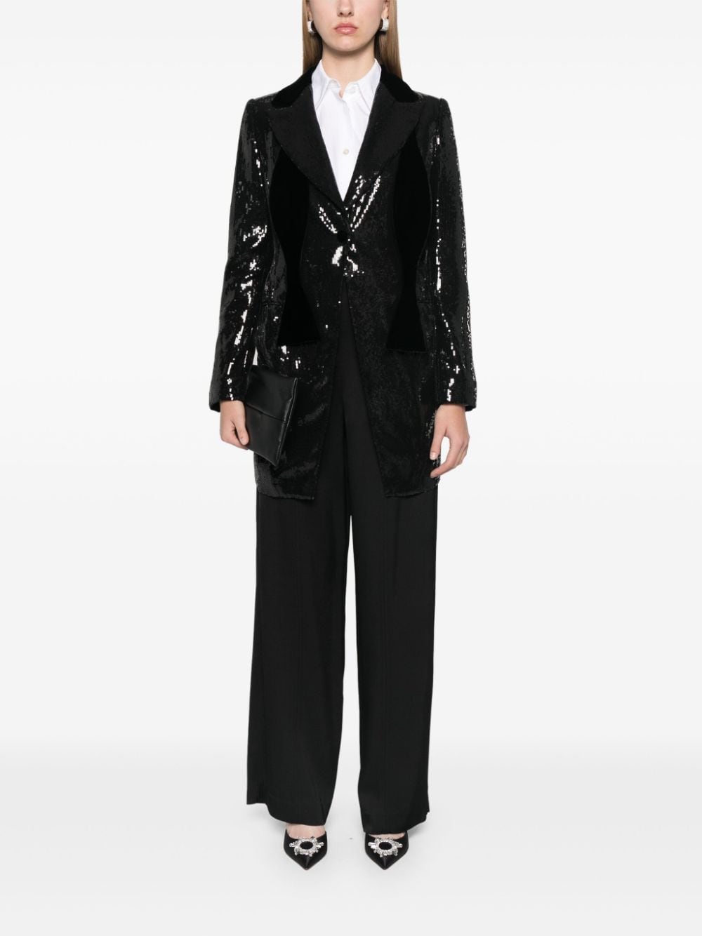 Emporio Armani Black Velvet Jacket with Sequin Detail image 1