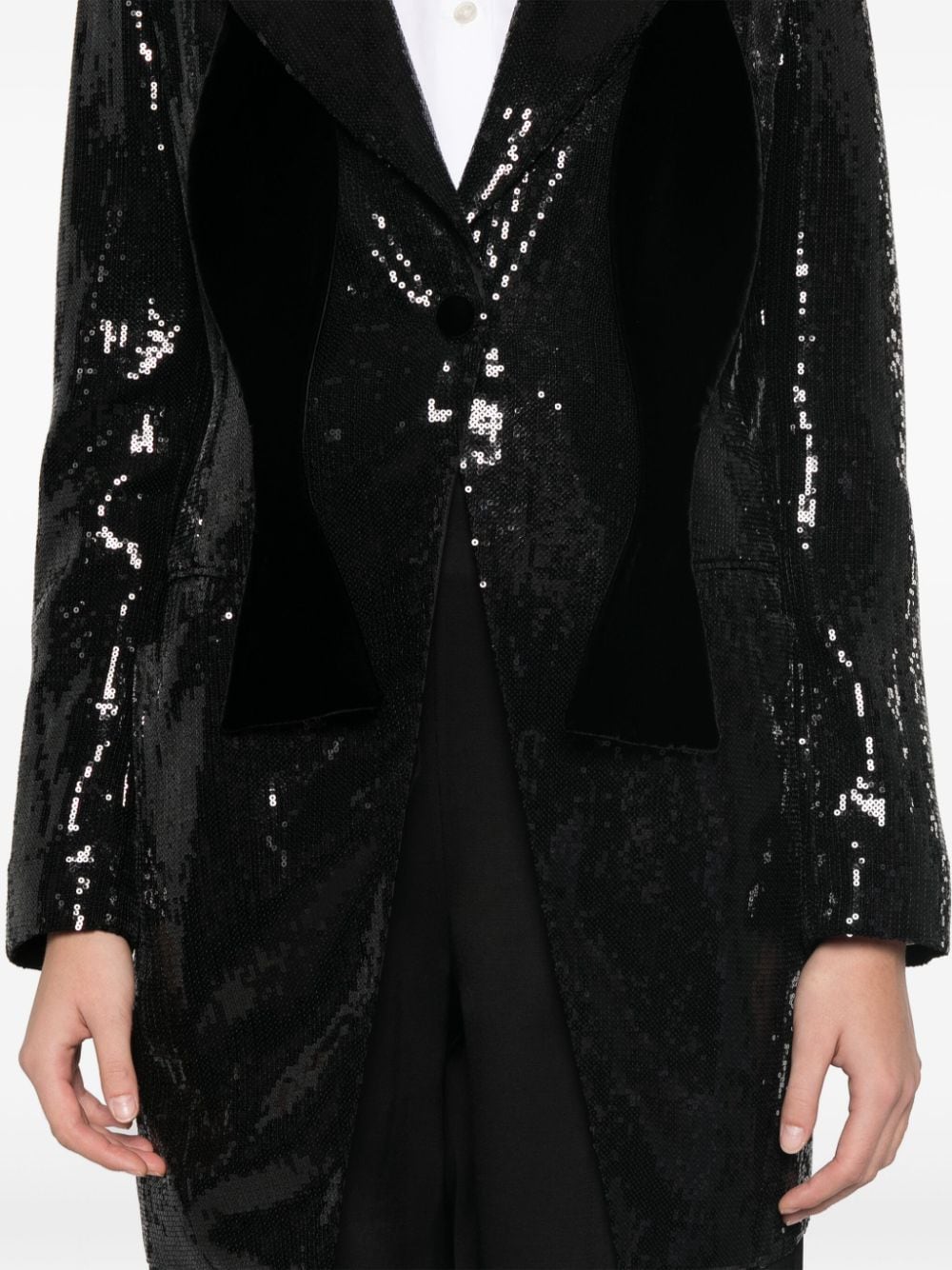 Emporio Armani Black Velvet Jacket with Sequin Detail image 3