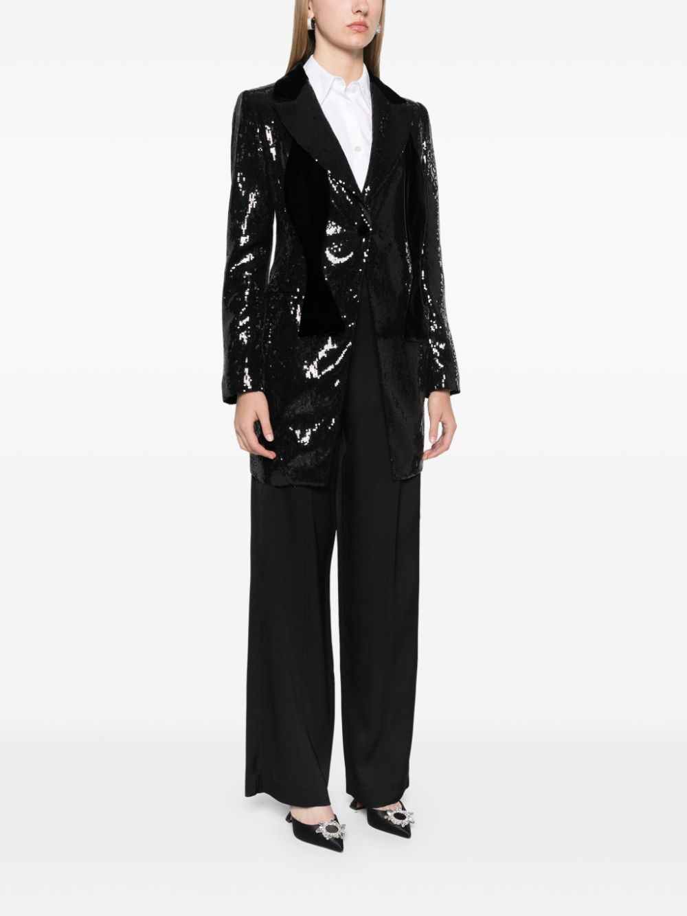 Emporio Armani Black Velvet Jacket with Sequin Detail image 4