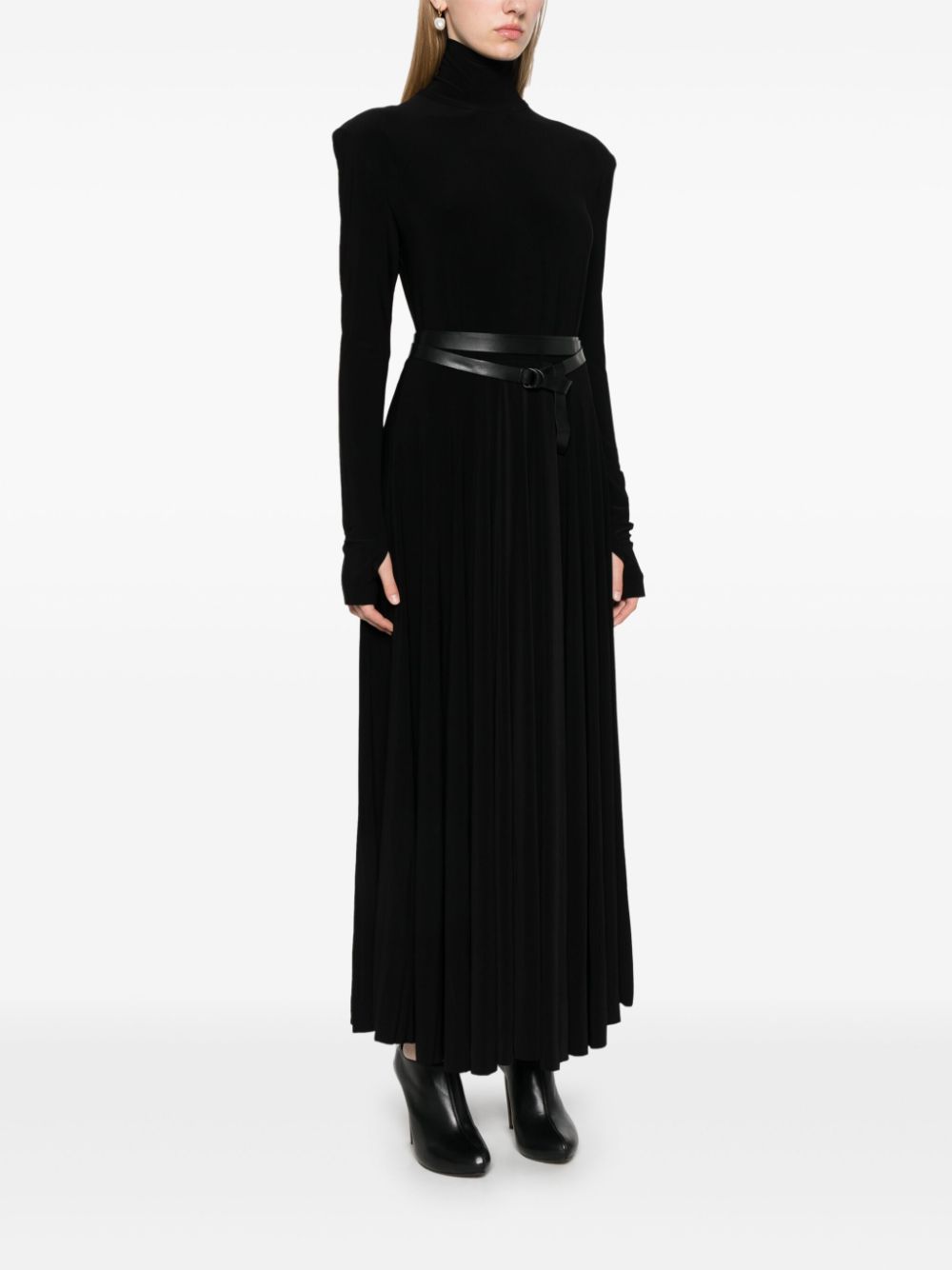 Norma Kamali Black Stretch Jersey Mock Neck Dress image 4