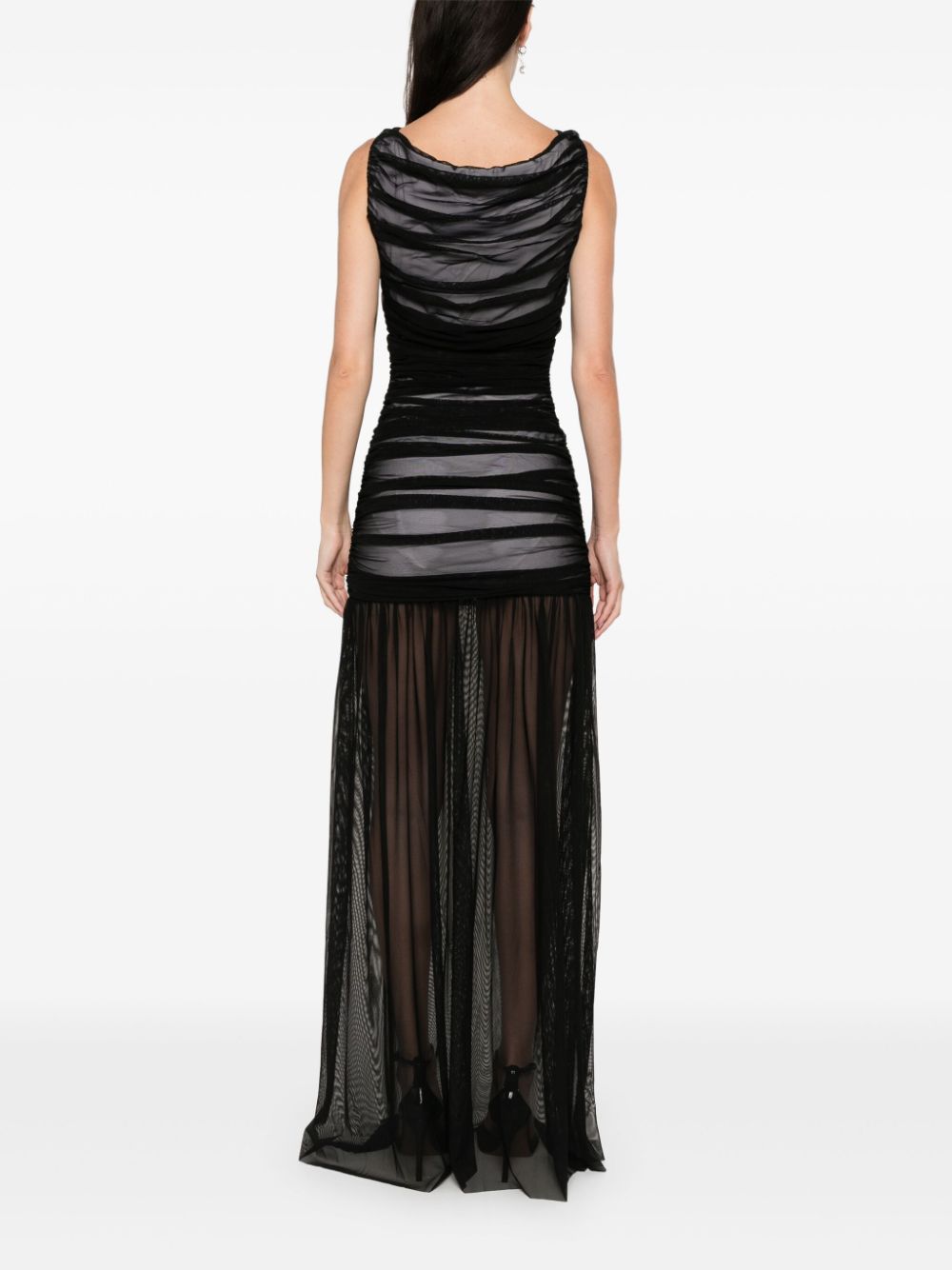 Norma Kamali Black Tulle Overlay Dress image 3