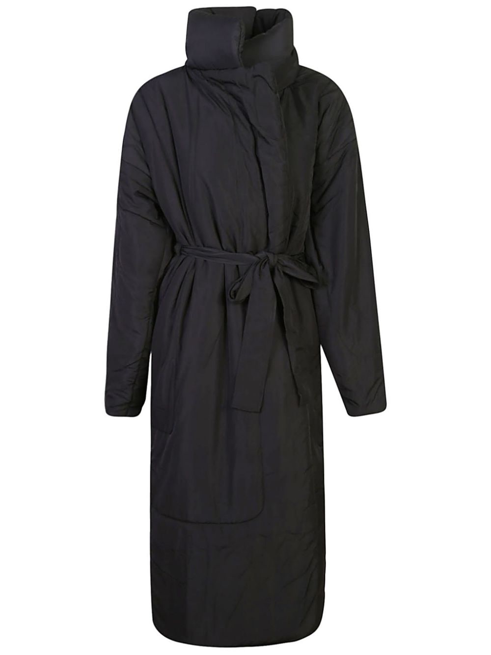 Norma Kamali Black Belted Padded Ankle-Length Coat image 0