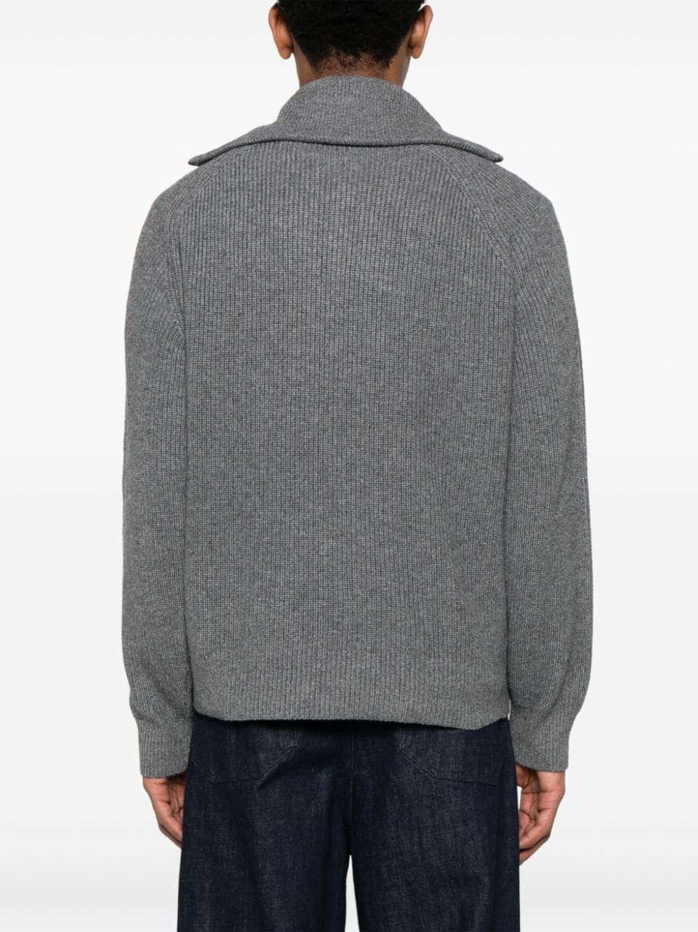 MAISON KITSUNE Fox Head Zip-Up Sweater - Grey image 3