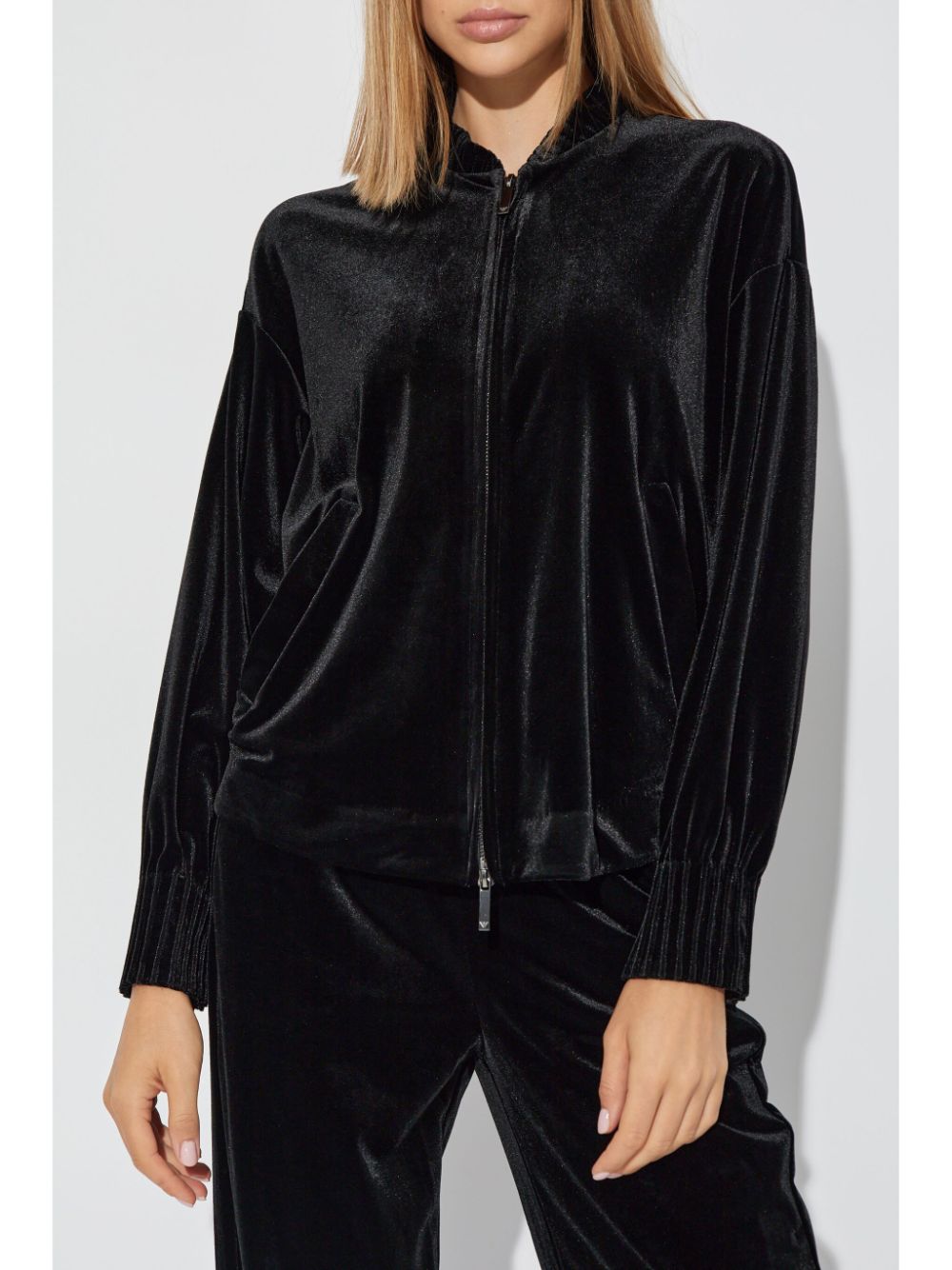 Emporio Armani Black Velvet Long Sleeve Coat image 3