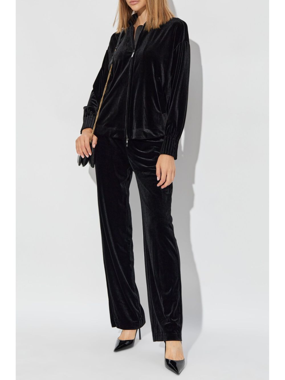 Emporio Armani Black Velvet Long Sleeve Coat image 4