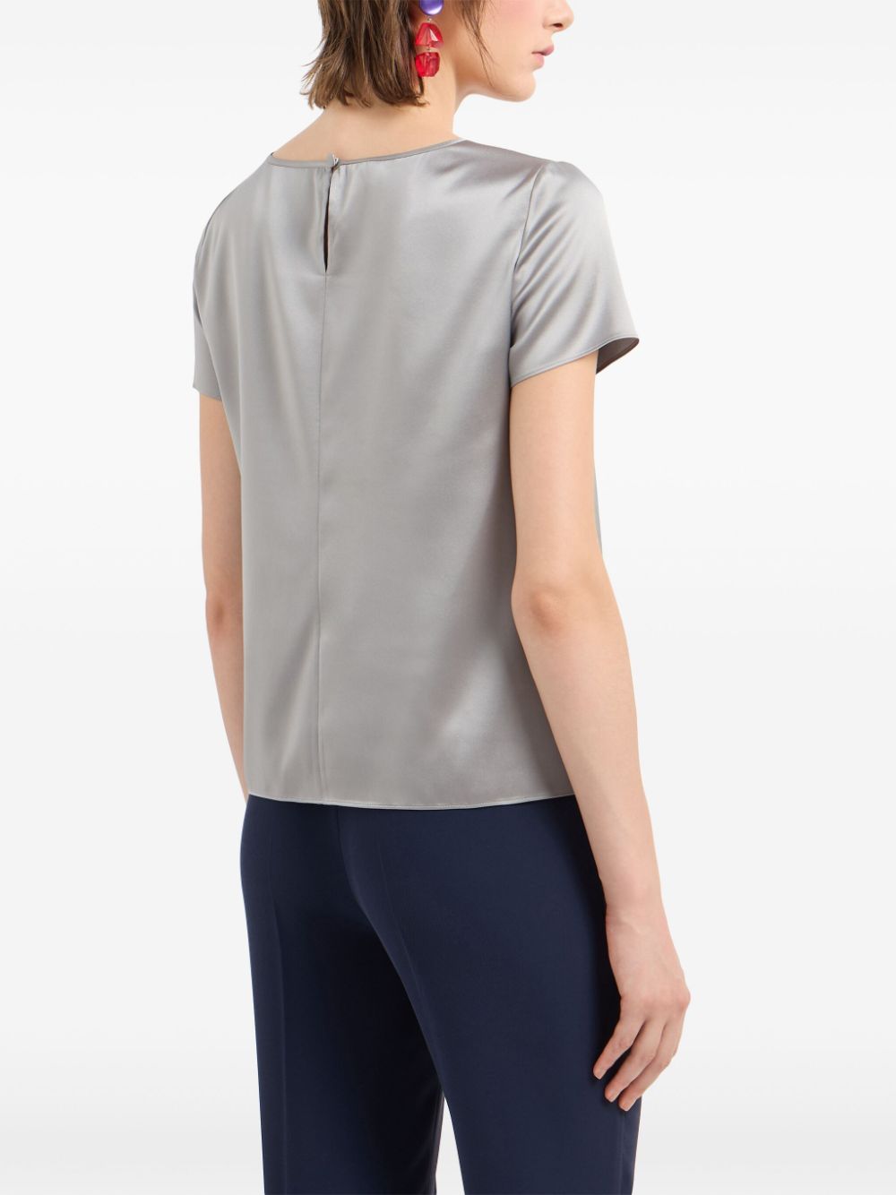 Emporio Armani Grey Silk Blend Satin Top image 1