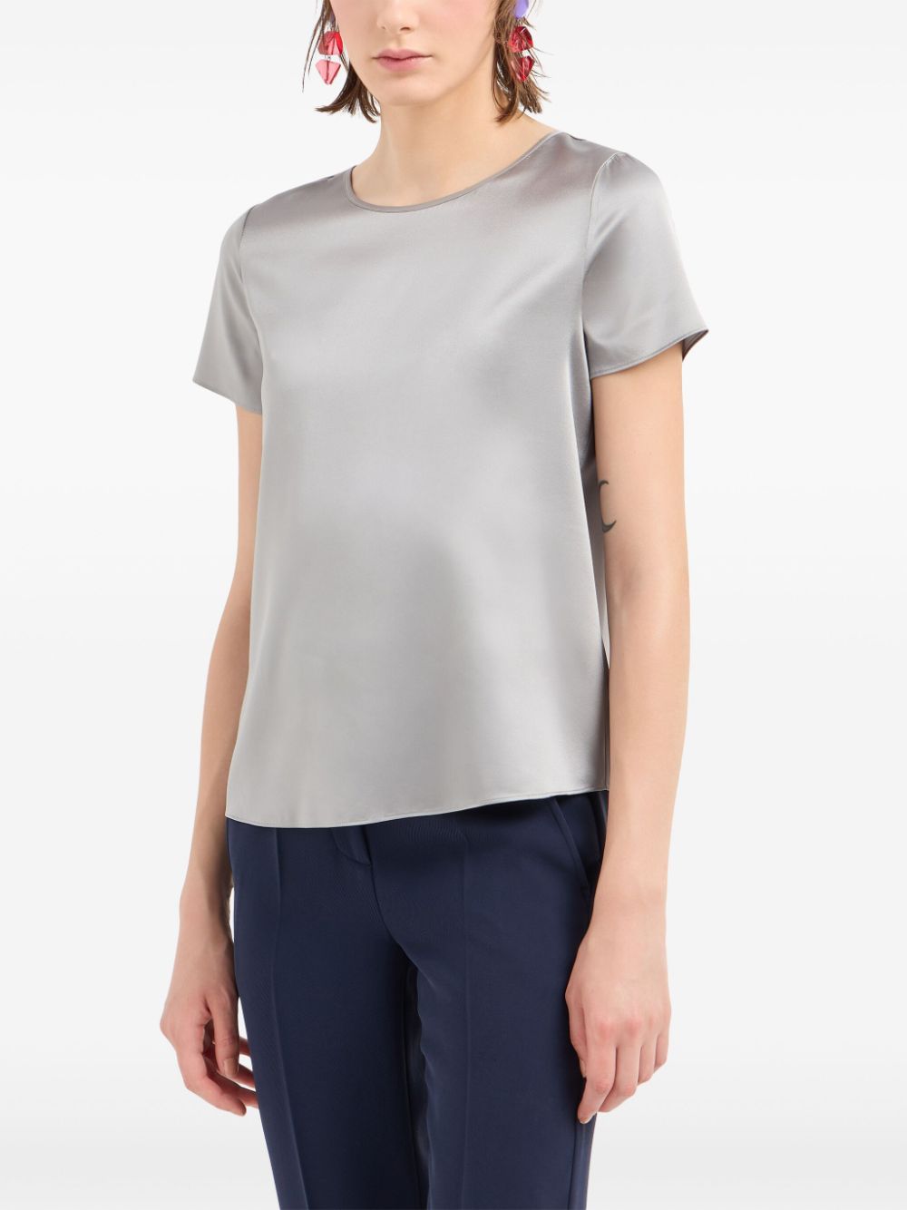 Emporio Armani Grey Silk Blend Satin Top image 3