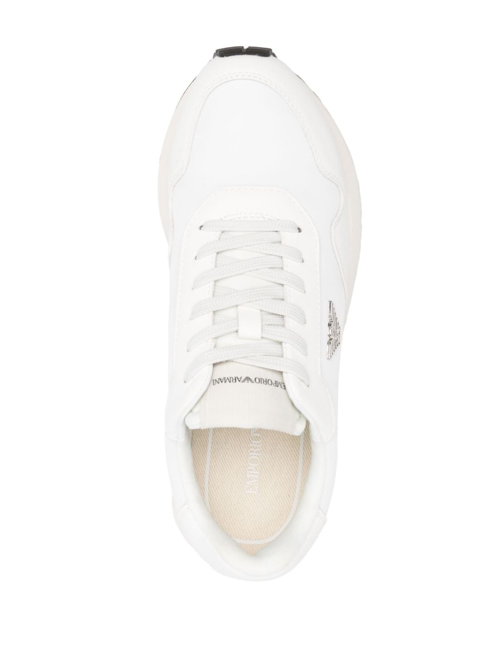 Emporio Armani White Leather and Recycled Polyester Sneakers image 1