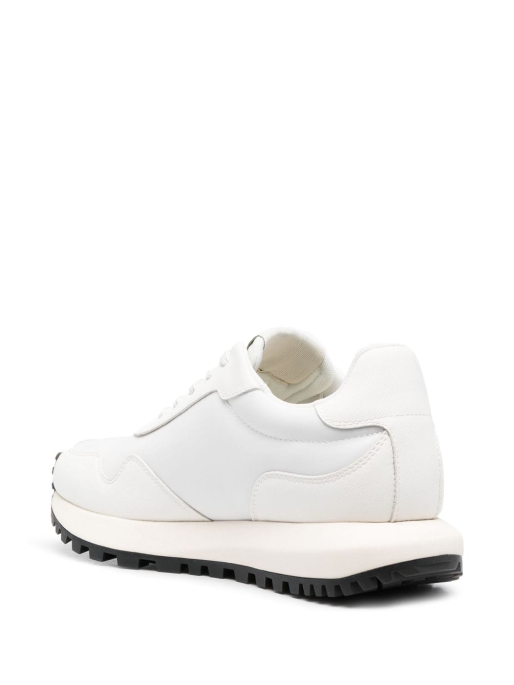 Emporio Armani White Leather and Recycled Polyester Sneakers image 2