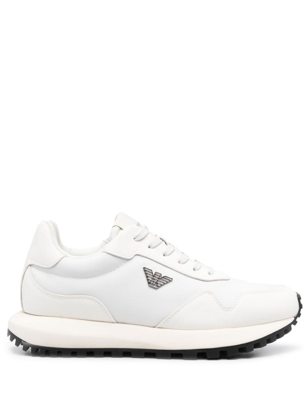 Emporio Armani White Leather and Recycled Polyester Sneakers image 0