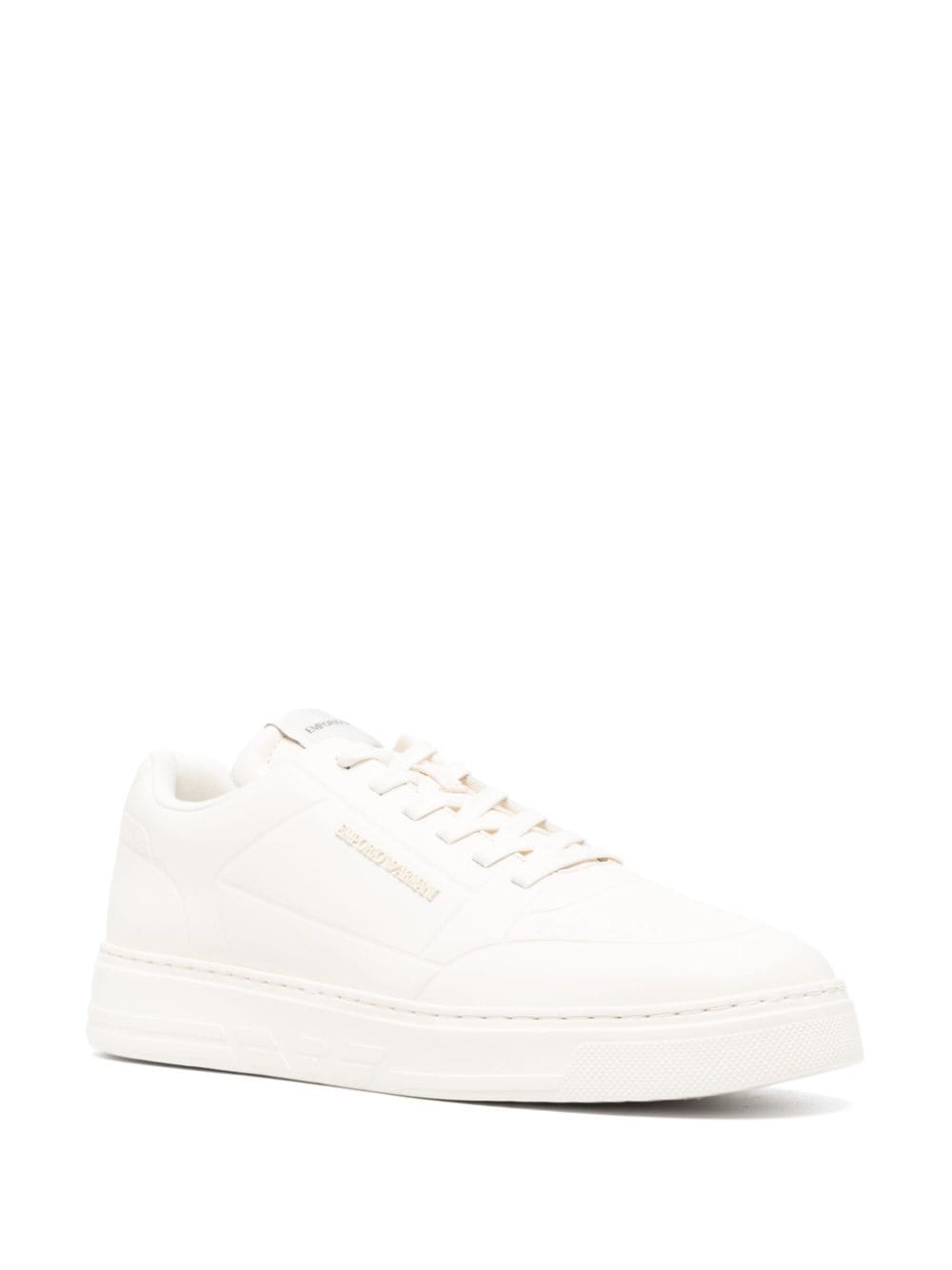 Emporio Armani White Leather Sneakers image 3