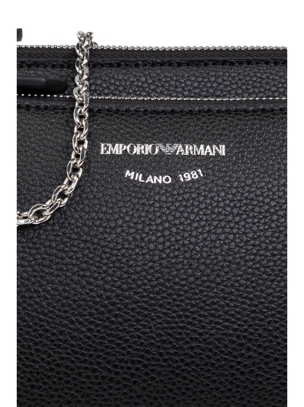 Emporio Armani Black Grained Faux Leather Top Handle Bag image 1