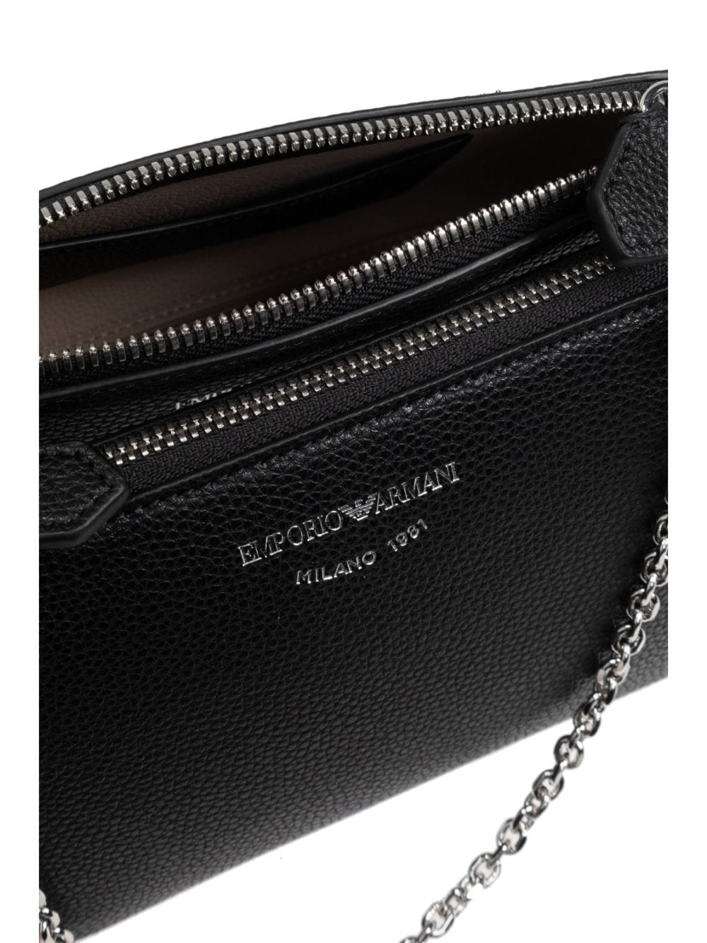 Emporio Armani Black Grained Faux Leather Top Handle Bag image 3