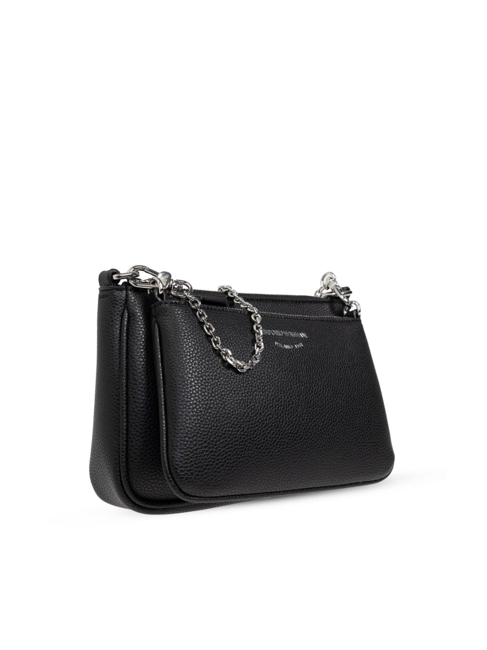 Emporio Armani Black Grained Faux Leather Top Handle Bag image 6