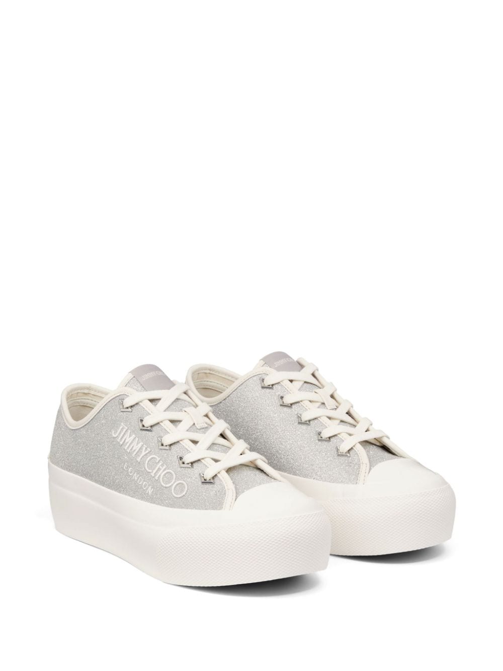 Jimmy Choo Silver Glitter Sneakers image 2