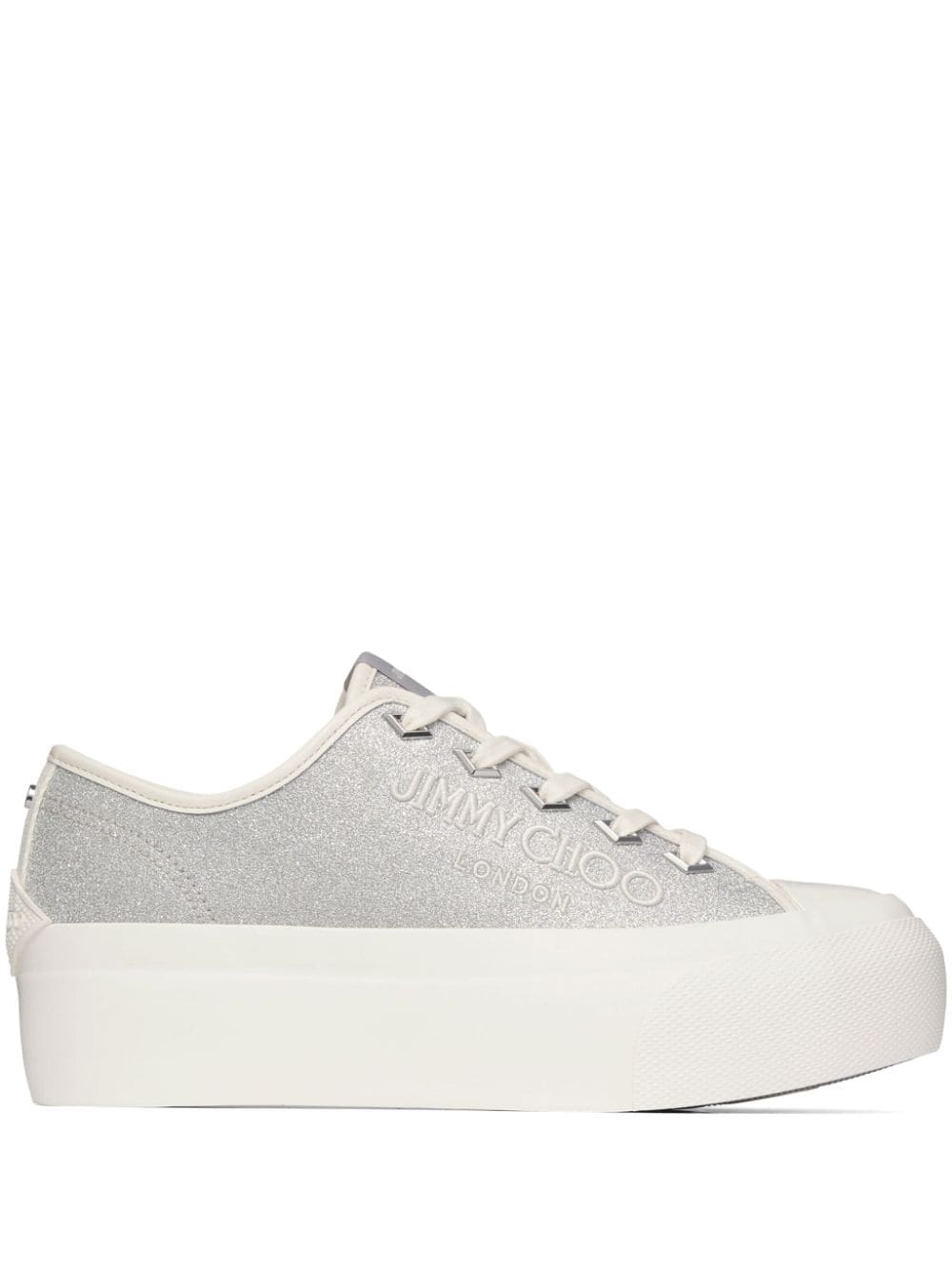 Jimmy Choo Silver Glitter Sneakers image 0