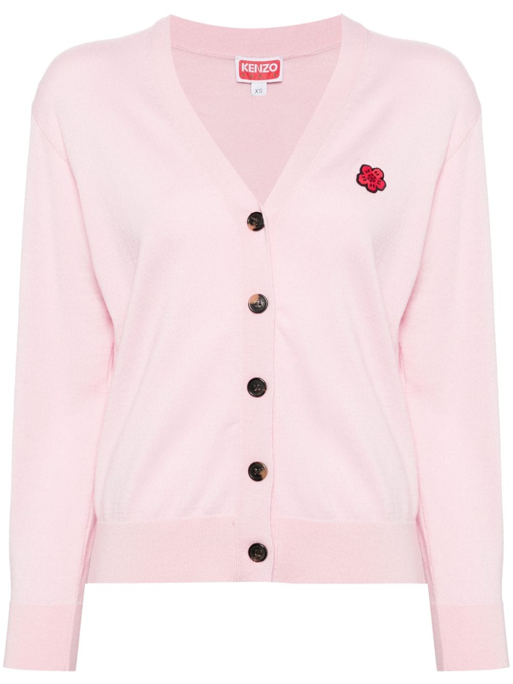 Kenzo Boke Flower Pink Wool V-Neck Sweater image 0