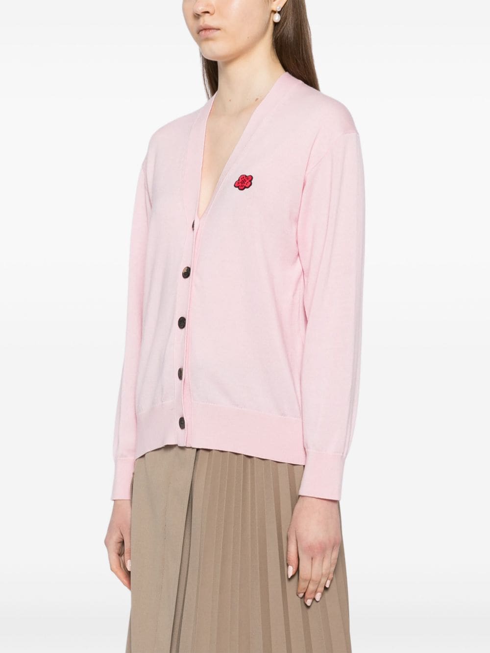 Kenzo Boke Flower Pink Wool V-Neck Sweater image 2